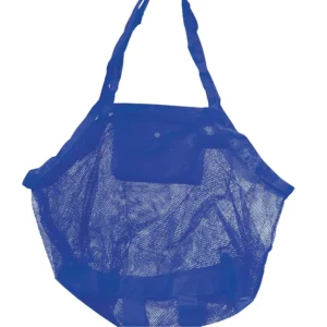 Bolsa de praia infantil compacta da marca Tobee feita em tecido telado verde com alças ajustáveis e brinquedos de areia.