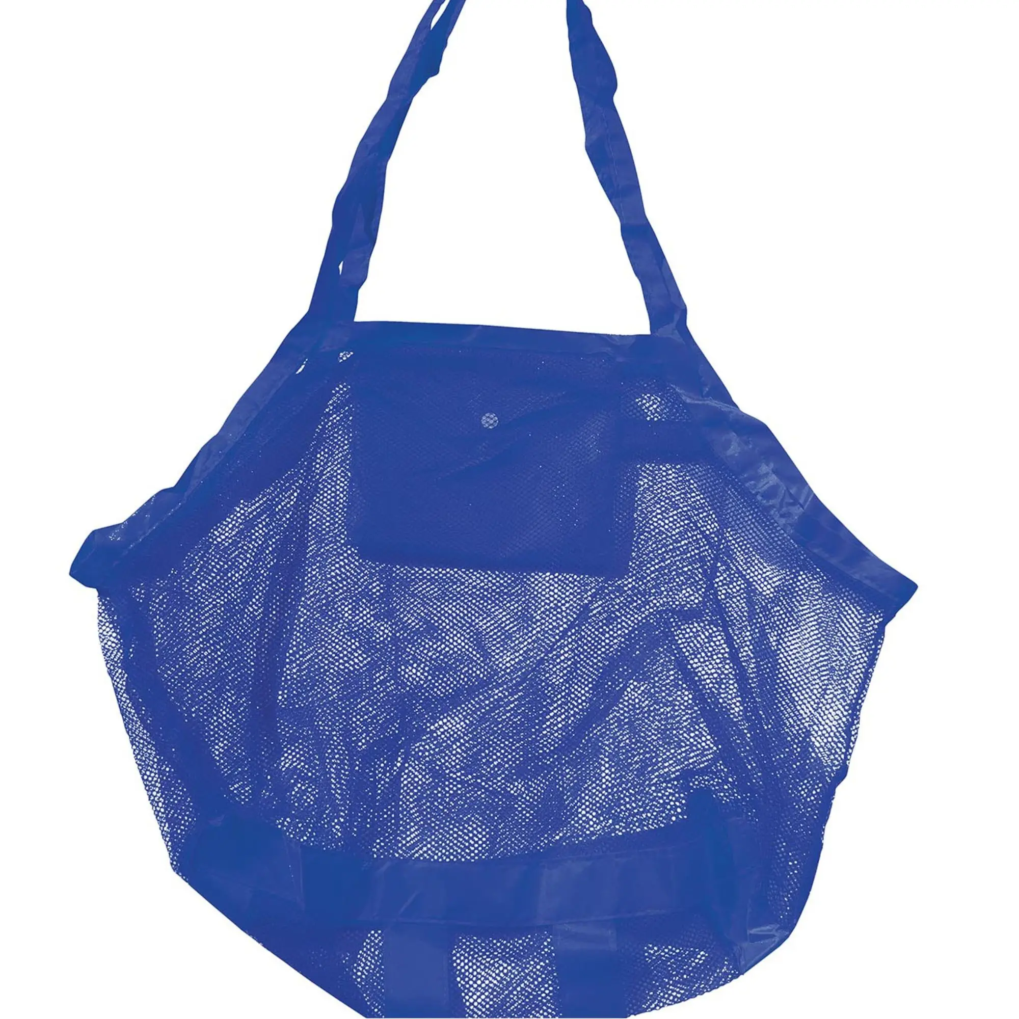 Bolsa de praia infantil compacta da marca Tobee feita em tecido telado verde com alças ajustáveis e brinquedos de areia.