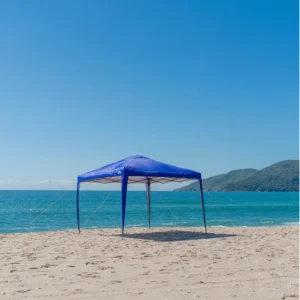 Gazebo dobrável articulado e tenda sanfonada de praia Tobee vista de cima.