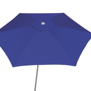Guarda-sol Malibu Tobee azul royal aberto visto de cima com fundo branco isolado.