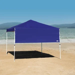 Tenda gazebo articulado e tenda sanfonada de praia da marca Tobee montada na areia como foto principal